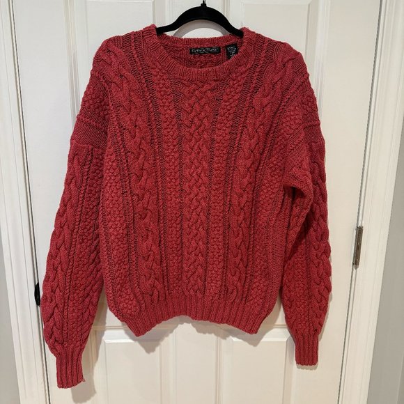 Structure Sweaters - Vintage Structure Mauve Cable Knit Crew Neck‎ Sweater - Size Medium